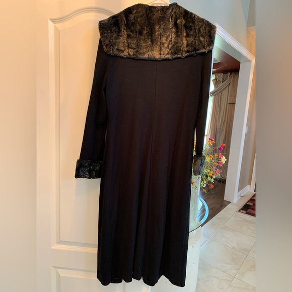 JOSEPH RIBKOFF Long Coat with Faux Fur Trim - Picture 5 of 8